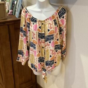 Charlie B Multicolor Off-Shoulder Top, Sz Lg.